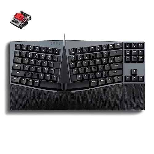 Perixx PERIBOARD-335RD Wired Ergonomic Mechanical Compact Keyboard - Low-Profile Red Linear Switches - Programmable Feature with Macro Keys - Compatible with Windows and Mac OS X - US English - style: Wired Linear