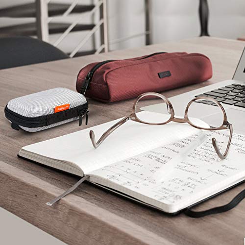 Silver Small EVA Electronic Carrying Case, Hard Shell Zipper Pouch | Protection Bag for Earbud, Wired Earpiece, Bluetooth Headset, Charger, Cell Phone Accessories, Gadgets - color: Silver