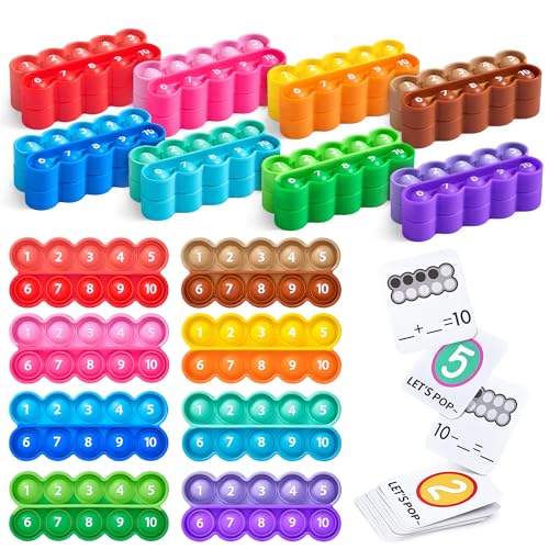 JoyCat 8 Ten Frame Math Manipulatives with 20 Task Cards, Ages 3-5 | Ten frame manipulatives with task cards suit preschool counting centers, small groups and home practice