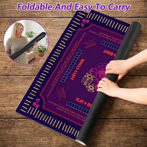 3MM Mahjong Mat 31.5” x 31.5” with Black Carrying Bag,Thickened Waterproof Anti Slip & Noise Reduction Gaming Mahjong for Table, Board Games, Poker,Dominoes and Card Games
