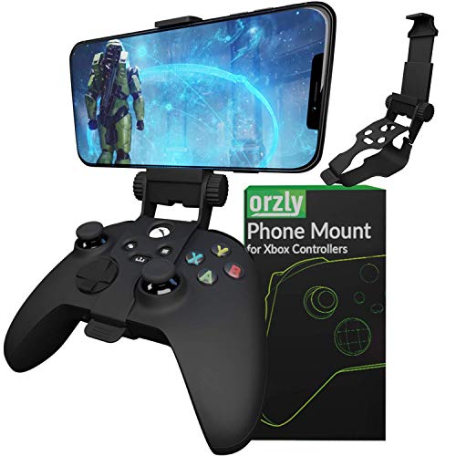 Orzly Xbox Series X Controller Mobile Gaming Clip, Xbox Controller Phone Mount Adjustable Phone Holder Clamp Compatible with Xbox Series X|S, Xbox One, Xbox One S, Xbox One X - Carbon Black - color: Carbon Black
