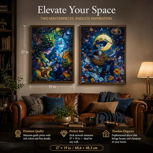 2pack-1000 Piece Puzzles for Adults, Premium Jigsaw Puzzles 1000 Pieces, Fantasy & Music Puzzles, Enchanted Forest Puzzles, Challenging Puzzles for Game Night, Ideal for Gift Giving - style: Nocturne&Genie