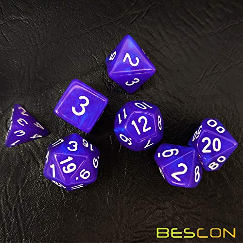 Bescon Moonstone Dice Set Purple Pearl, Bescon Polyhedral RPG Dice Set Moonstone Effect - color: Purple Pearl