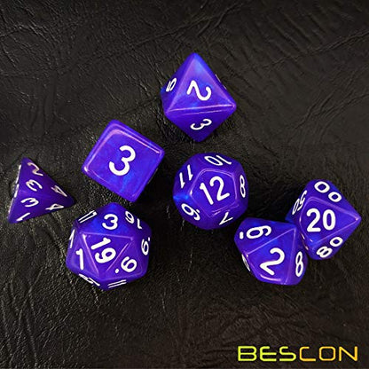 Bescon Moonstone Dice Set Purple Pearl, Bescon Polyhedral RPG Dice Set Moonstone Effect - color: Purple Pearl