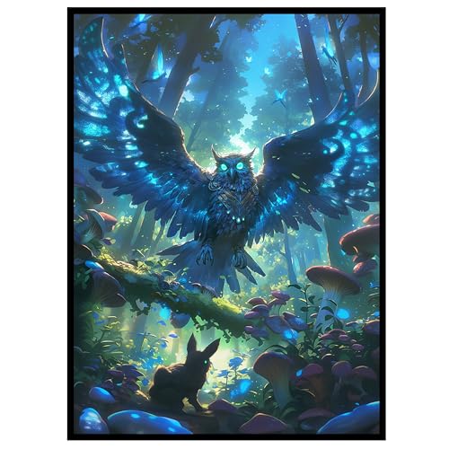 Kabinka MTG Card Sleeves - 100 Standard Size Pack Clear Front & Matte Finish Back with Owl, Premium Sleeves for Magic The Gathering TCG - color: Owl