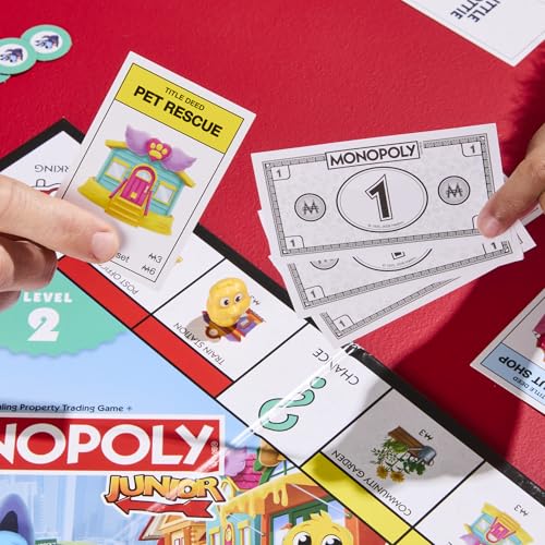 Monopoly Junior Board Game (2026 Edition) | 2 Games in 1 for Younger Kids, 2-Sided Board | Ages 4+ | 2-4 Players | 20 Mins. | Gifts for Preschoolers