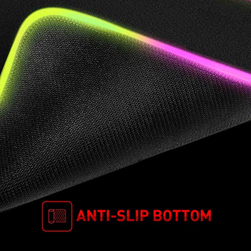 havit RGB Gaming Mouse Pad Soft Non-Slip Rubber Base Mouse Mat for Laptop Computer PC Games (13.8 X 9.8 X 0.16 inches, Black)