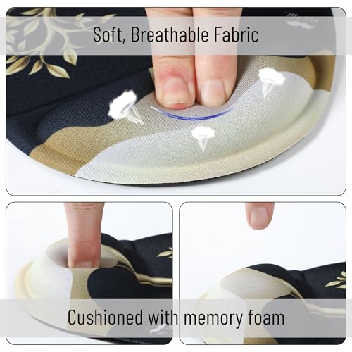 Mr. Pen- Ergonomic Mouse Pad with Wrist Rest, Golden Tree Design | Breathable Fabric with Memory Foam Cushion, Non-Slip Rubber Base, Gel Mouse Pad with Wrist Support - color: Golden Tree