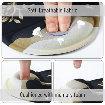 Mr. Pen- Ergonomic Mouse Pad with Wrist Rest, Golden Tree Design | Breathable Fabric with Memory Foam Cushion, Non-Slip Rubber Base, Gel Mouse Pad with Wrist Support - color: Golden Tree