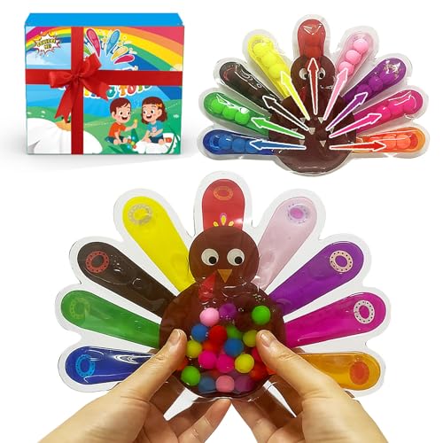 Color Sorting Toys, Squeeze Sensory Fidget Toys for Toddlers, Fine Motor Skills Sensory Toy, Montessori Learning Toys for Preschool Learning, Sensory Activity Toy for Kids 3+ & Adults - style: Turkey