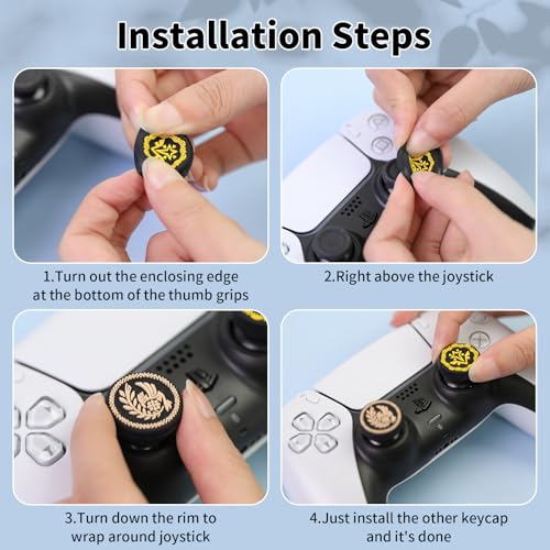 PERFECTSIGHT Cute Thumb Grip Caps for Switch 2 2025, PS5, PS4, Xbox Series X/S, Xbox One, Switch PRO Controller, 4PCS Kawaii Soft Rubber 3D Analog Thumbsticks Grips Joystick Cover Set (Black Wilds) - color: Black Wilds