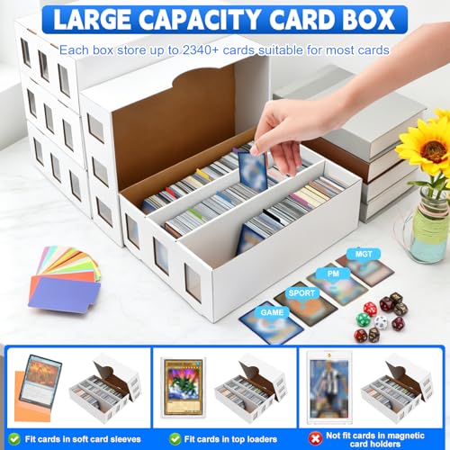 8 Pack Trading Card Storage Box, 18800+ Count Card Storage Box with 48 Card Divider White Sports Card Storage Box Cardboard Card Organizer Box Bulk Card Case Trading Card Box for Sport Basketball Card - style: 8 Set-2