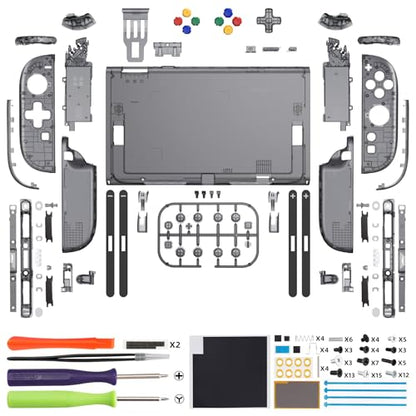 eXtremeRate DIY Replacement Shell Buttons (D-Pad Ver) for Nintendo Switch 2, Full Set Rear Back Plate Controller Housing Buttons for Switch 2 Console & Joycon 2 - Deluxe Version - Clear Slate Black - color: Clear Slate Black