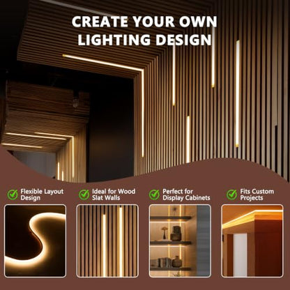 VST 16.4ft Silicone Recessed LED Strip for Wood Slat Wall Panels, 24V | 2700K-6500K Tunable White, CRI 90+ Dot-Free, RF Remote & Touch Control, Cut-to-Fit, Quick Connectors, Dual Mount - color: Touch Control