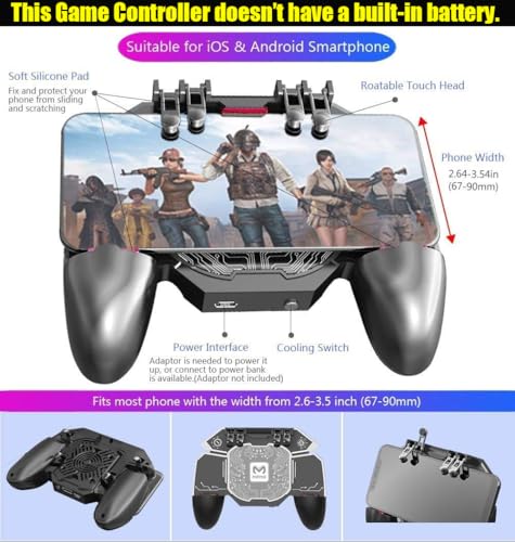 11 in 1 PUBG Mobile Phone Game L2R2 Controller w/ Semiconductor Cooler | No Built-in Battery, Cell Phone 4 Gaming Triggers Gampad Grip for PUBG/Call of Duty/Apex/Fortnitee/Free Fire