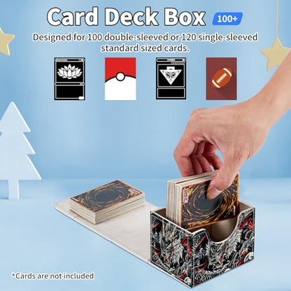 for MTG Commander Deck Box,Card Deck Box for Trading Yugioh MTG,Fits 100 Double Sleeved Cards,PU Leather Strong Magnet Case for Magic Commander TCG CCG,Black Cool Dragon - color: Black Cool Dragon