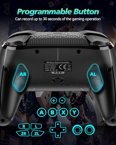 aghi Switch 2 Pro Controller with Hall Effect Joysticks and One Key Wake Up | Wireless Game Controller for Switch 2/Switch/Lite/OLED, with Turbo, Dual Vibrations, Loop Macro, 6-Axis Gyro, 800mAh, Black - color: Black