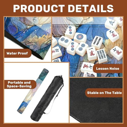 Mahjong Mat 31.5" x 31.5" Tranquil Pond Watercolor Art Lotus Flowers Vibrant Fish Non-Slip Noise Reduction Mahjong Tiles Table Cover for Dominoes Poker Card Board and Tile Games - color: Color6