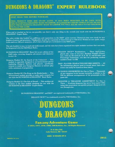 Dungeons & Dragons: Fantasy Adventure Game- Expert Rulebook