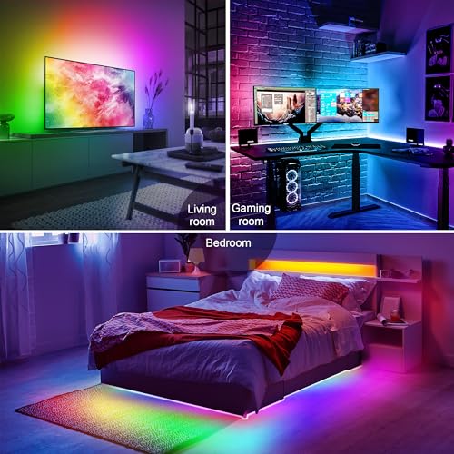 PANTON VILLA LED Lights for 55-75 Inch TVs, 16.4FT ICRGB TV LED Backlight Kit with APP & Remote Control, Music Sync, USB Powered - size: 16.4FT (55''-75'' TV)