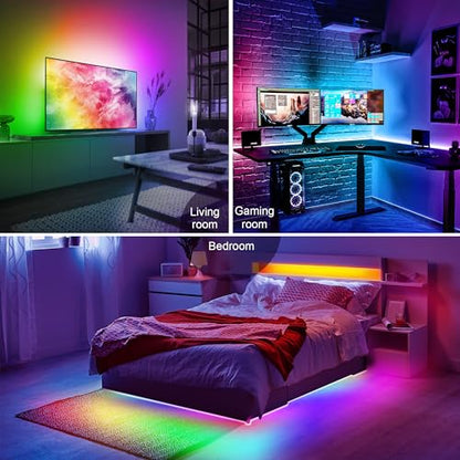PANTON VILLA LED Lights for 55-75 Inch TVs, 16.4FT ICRGB TV LED Backlight Kit with APP & Remote Control, Music Sync, USB Powered - size: 16.4FT (55''-75'' TV)