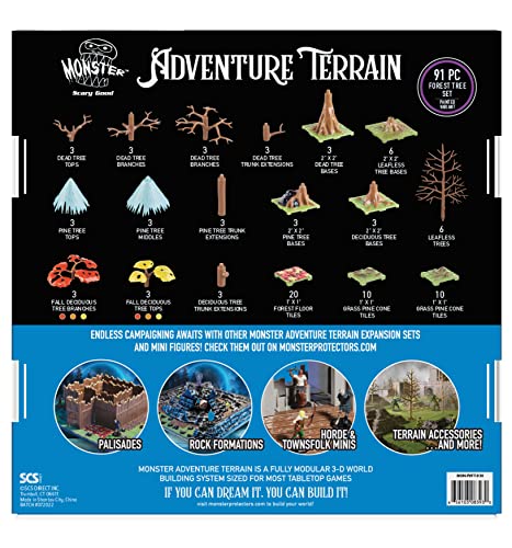 Monster Adventure Terrain 3D Interchangeable Builder System - 91pc Painted Fall Forest Set w Base - Build Modular Worlds in a Snap & Elevate Your Campaign - Compatible with DND Dungeons & Dragons - color: Fall Forest Tree Set