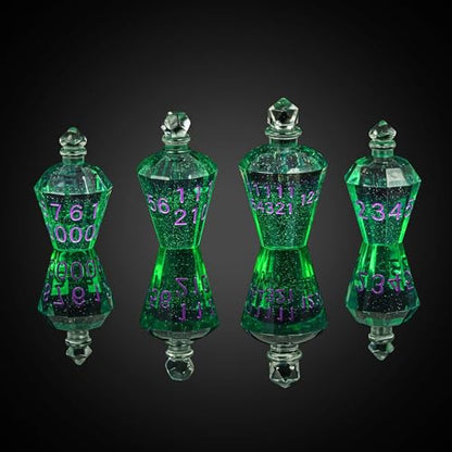 7PCS Potion DND Dice Set,Transparent Sharp Edge Dice Set D&D RPG Polyhedral Die,for Dungeons & Dragons, and TTRPG Roleplaying Games (Green) - color: Green