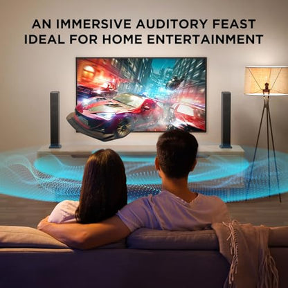 2.0 ch 100W Sound Bar for Smart TV, 2-in-1 Detachable Bluetooth 5.3 Speaker with 3 EQ Modes & Adjustable Bass - Home Theater Audio for Movies, Gaming, Music