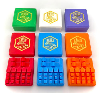 Organizer for Catan (Set of 6) | Snap Lid | Red, Orange, Blue, White, Green, Purple | Compatible with All Editions