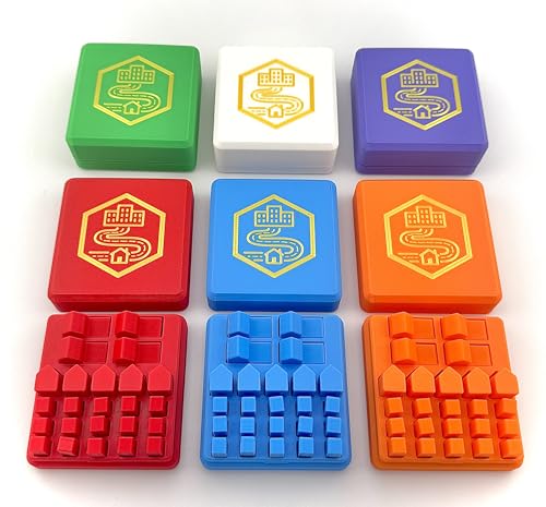 Organizer for Catan (Set of 6) | Snap Lid | Red, Orange, Blue, White, Green, Purple | Compatible with All Editions