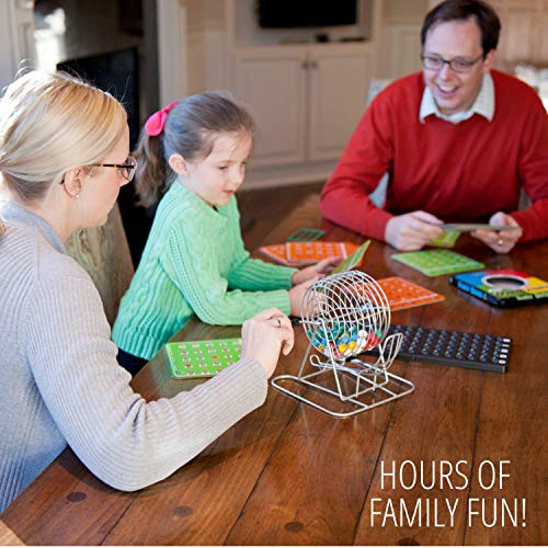 Regal Bingo Family Game Set for Adults and Kids - Includes 8 Inch Bingo Wheel Cage, 75 Balls, Master Board, 4 Shutter Slide Cards - Fun Family Bingo Night - color: Game Set (4 Cards)