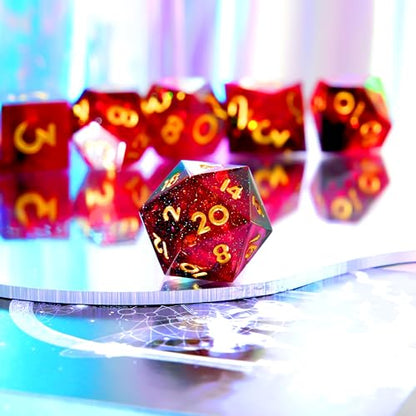 Single D20 Dice-22MM 20 sideds DND Resin Sharp Edged Resin Dice for Dungeons and Dragons, RPG, Polyhedral D&D Dice, Roleplaying Games MTG Table Games - color: D20-black Red