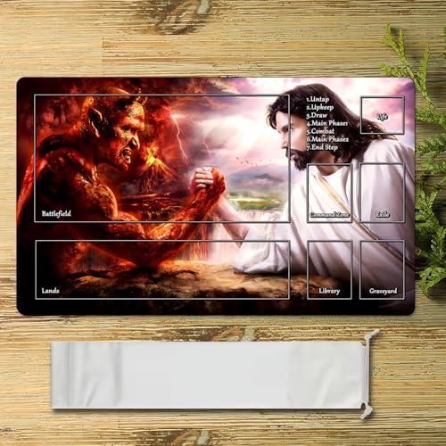 MTG Playmat with Zones for TCG Trading Card Games, 24x14 Inches Smooth Rubber Surface with Storage Bag - color: Pattern6 With Zones