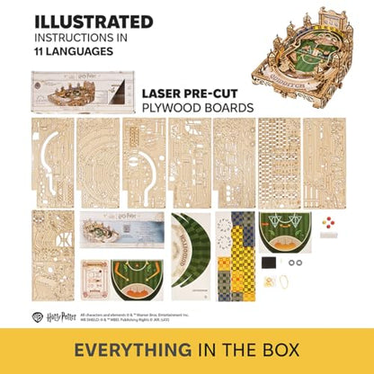 UGEARS Harry Potter Quidditch Pinball Machine - 3D Wooden Puzzles for Adults to Build, Mechanical Wooden Model Kits, Wood Brain Teaser Puzzles, Harry Potter 3D Puzzle Pinball Game for Fathers Day - style: Quidditch Pinball