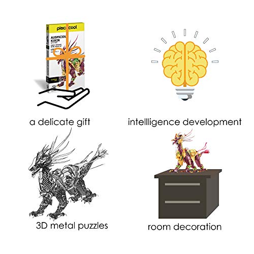 Piececool 3D Metal Puzzle for Adults, Auspicious Kirin Metal Model Building Kits, Brain Teaser Puzzles DIY Craft Kit, Perfect Birhtday Gifts for Teens Man Woman Family- 164 Pcs - color: Multi-color