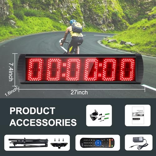 Portable 5 inch High 6 Digits LED Race Clock with Tripod for Running Events, Countdown/up Digital Race Timer, 12/24-Hour Clock,LED Stopwatch by Remote Control - style: Remote Control+Tripod