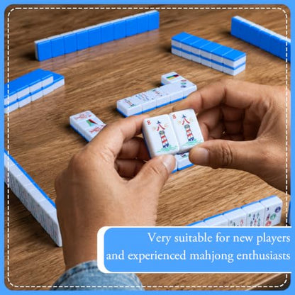 Nautical American Mahjong Set of 160 Acrylic Mahjong Tiles 1.2 Inch Complete Set Summer Coastal Style Mah Jong Game for Adult Party Travel Mah Jong Lovers Gift - style: Nautical