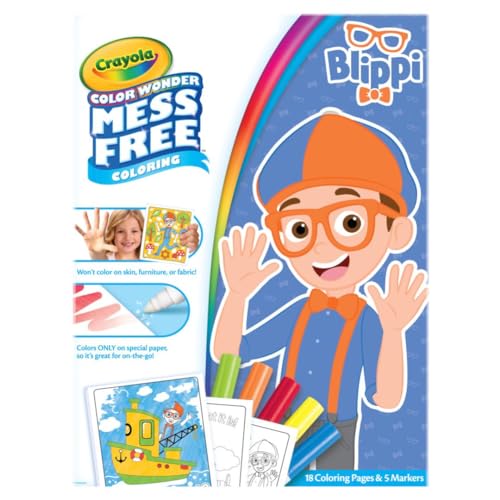 Crayola Blippi Color Wonder Coloring Set, 18 Blippi Mess Free Coloring Pages for Toddlers, Travel Activity, Toddler Toys & Gifts - style: Blippi
