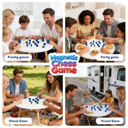 Magnet Game with String, Magnetic Chess Game with Stones, Family Games for Kids and Adults,Kids Board Games for Party & Travel & Camping,Puzzle Strategy Games, 2 Player Games(20PC Stones)