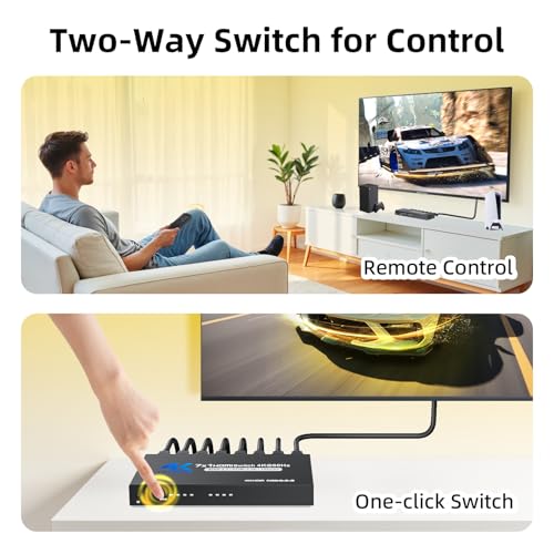 BolAAzuL 7 Port HDMI Switch 7 in 1 Out 4K@60Hz HDMI Selector Box w/Power | Hub HDMI Switcher 7x1 HDMI Port Expander 7-Way Support 3D HDCP2.2 HDR for NS PS5 Xbox Series X HDTV PC Roku Fire Stick