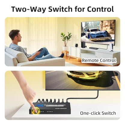 BolAAzuL 7 Port HDMI Switch 7 in 1 Out 4K@60Hz HDMI Selector Box w/Power | Hub HDMI Switcher 7x1 HDMI Port Expander 7-Way Support 3D HDCP2.2 HDR for NS PS5 Xbox Series X HDTV PC Roku Fire Stick