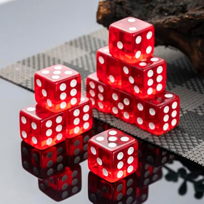 10 Pieces Polyhedral D6 Dice Set, 6 Sided Dice 16mm for RPG MTG DND Table Games (Transparent Dark Red) - color: Transparent Dark Red