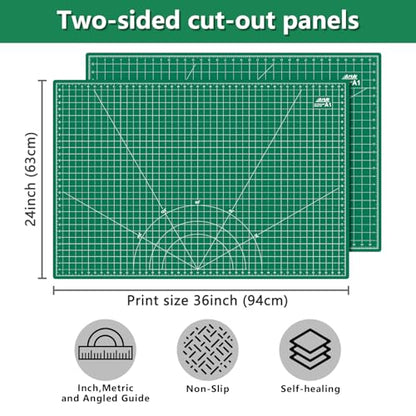 ArtAt Self Healing Cutting Mat: 24 x 36 inch Green Large 5-Ply Double-Sided Durable Non-Slip PVC Cutting Mat for Sewing Quilting Scrapbooking Art & Crafts projects… - color: Green, size: 36"L x 24"W