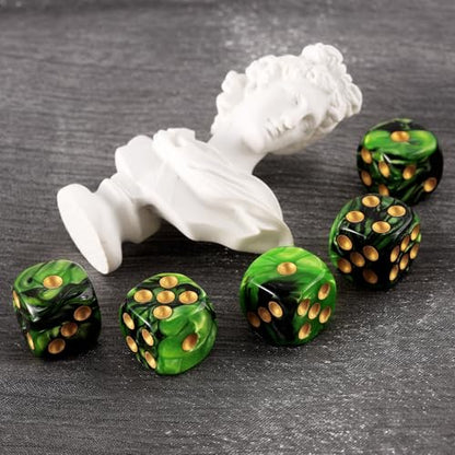 24 of Pack 16MM 6 Sided Dice Set,Two Colours D6 Game Dice Set, 6 Sided Standard Dices for Yahtzee, Bunco or Teaching Math,with Portable Dice Pouch(Green and Black) - color: 16mm Green-black