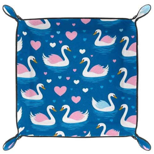 Swans Hearts Pattern Dice Tray Dice Rolling Tray Folding Dice Holder for Dice Games, Like RPG, DND and Other Table Games - color: Multi 16