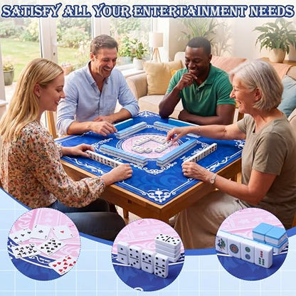 Thenshop Mahjong Mat Thickened Anti-Slip Game Mat with Drawstring Carrying Bag, 31.5" x 31.5" Waterproof Noise-reducing Table Cover for Mahjong, Poker, Card Games, Dominoes (Classic Style) - style: Classic