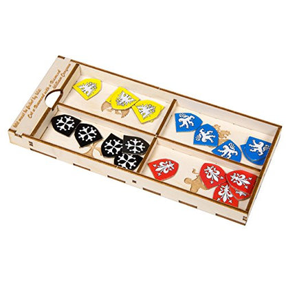 The Broken Token Board Game Organizer - Splendor and Cities Expansion Compatible Wood Storage Box with Multiple Trays
