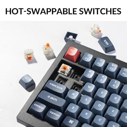 Keychron V6 Max Wireless Custom Mechanical Keyboard, 2.4 GHz Bluetooth 5.1 QMK Full-Size Layout RGB with Hot-swappable Silent Red Switch Compatible with Mac Windows Linux - color: Hot-swap Keychron K Pro Silent Red Switch