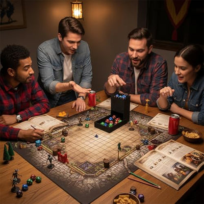 Portable Collapsible Dice Tower - Black Castle Design, Compact Phone-Sized Foldable Dice Roller for Tabletop RPG and Board Games