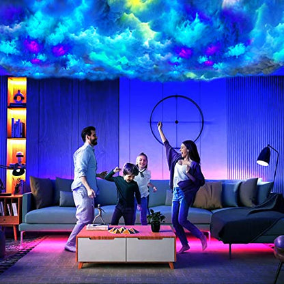 3D Thundercloud Ceiling LED Light, DIY Creative Night Lights,32FT | Cotton DIY cloud light with RGB lightning. Creates a vibrant atmosphere for gaming rooms, parties, clubs, and DJ bars. - size: 32 Feet